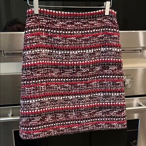 LUISA SPAGNOLI: Black, Red, & White Italian Tweed Skirt